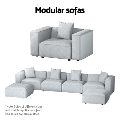 Artiss Modular Sofa Chaise Set 3-Seater Grey - Furniture > Bar Stools & Chairs > Arm Chairs & Recliners
