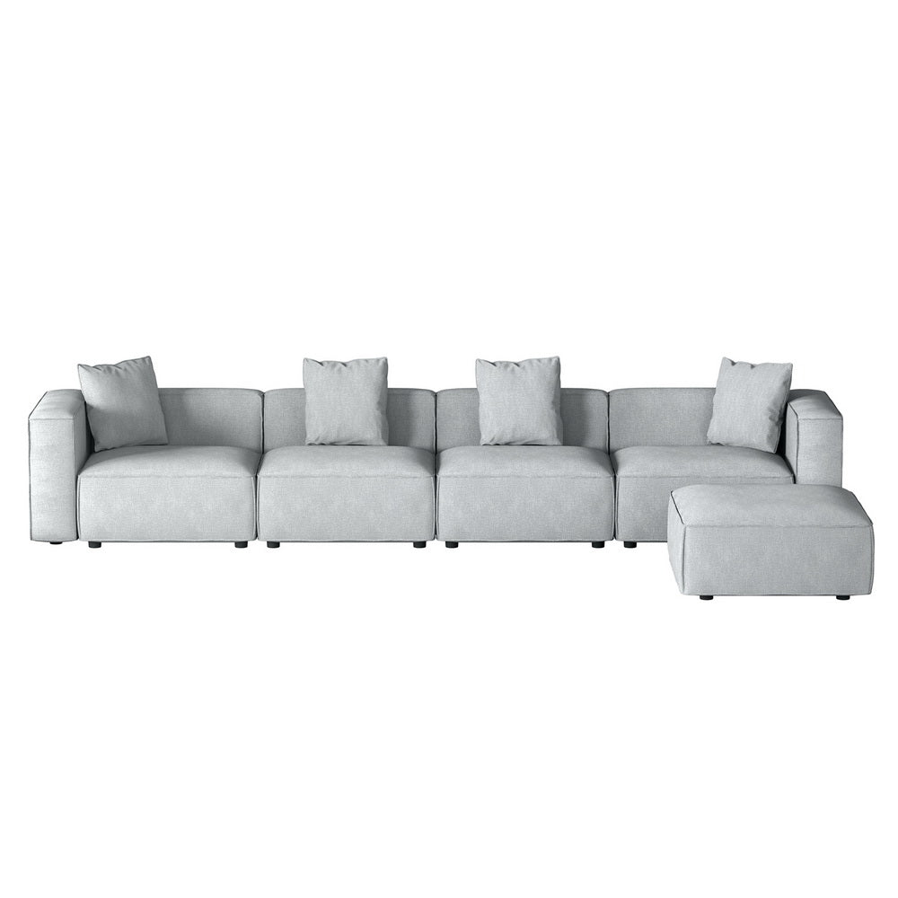Artiss Modular Sofa Chaise Set 5-Seater Grey - Furniture > Bar Stools & Chairs > Arm Chairs & Recliners