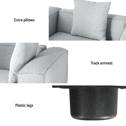 Artiss Modular Sofa Chaise Set 5-Seater Grey - Furniture > Bar Stools & Chairs > Arm Chairs & Recliners