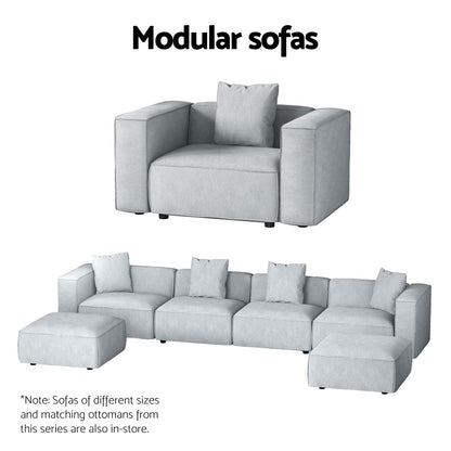 Artiss Modular Sofa Chaise Set 5-Seater Grey - Furniture > Bar Stools & Chairs > Arm Chairs & Recliners