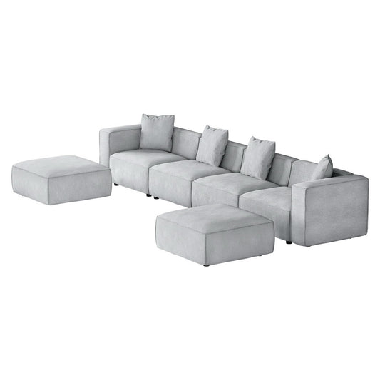 Artiss Modular Sofa Chaise Set 6-Seater Grey - Furniture > Bar Stools & Chairs > Arm Chairs & Recliners