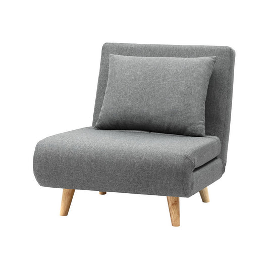 Artiss Sofa Bed Convertible Couch Recliner Lounge Chair Linen Grey - Furniture > Sofas > Sofas & Sofa Beds