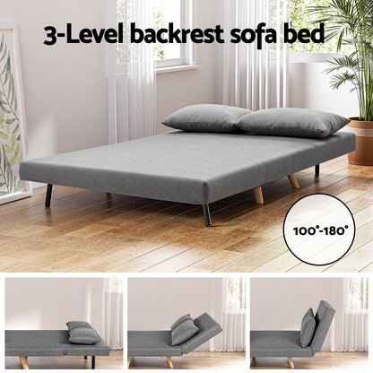 Artiss Sofa Bed 2 Seater Convertible Couch Recliner Lounge Chair Linen - Furniture > Sofas > Sofas & Sofa Beds