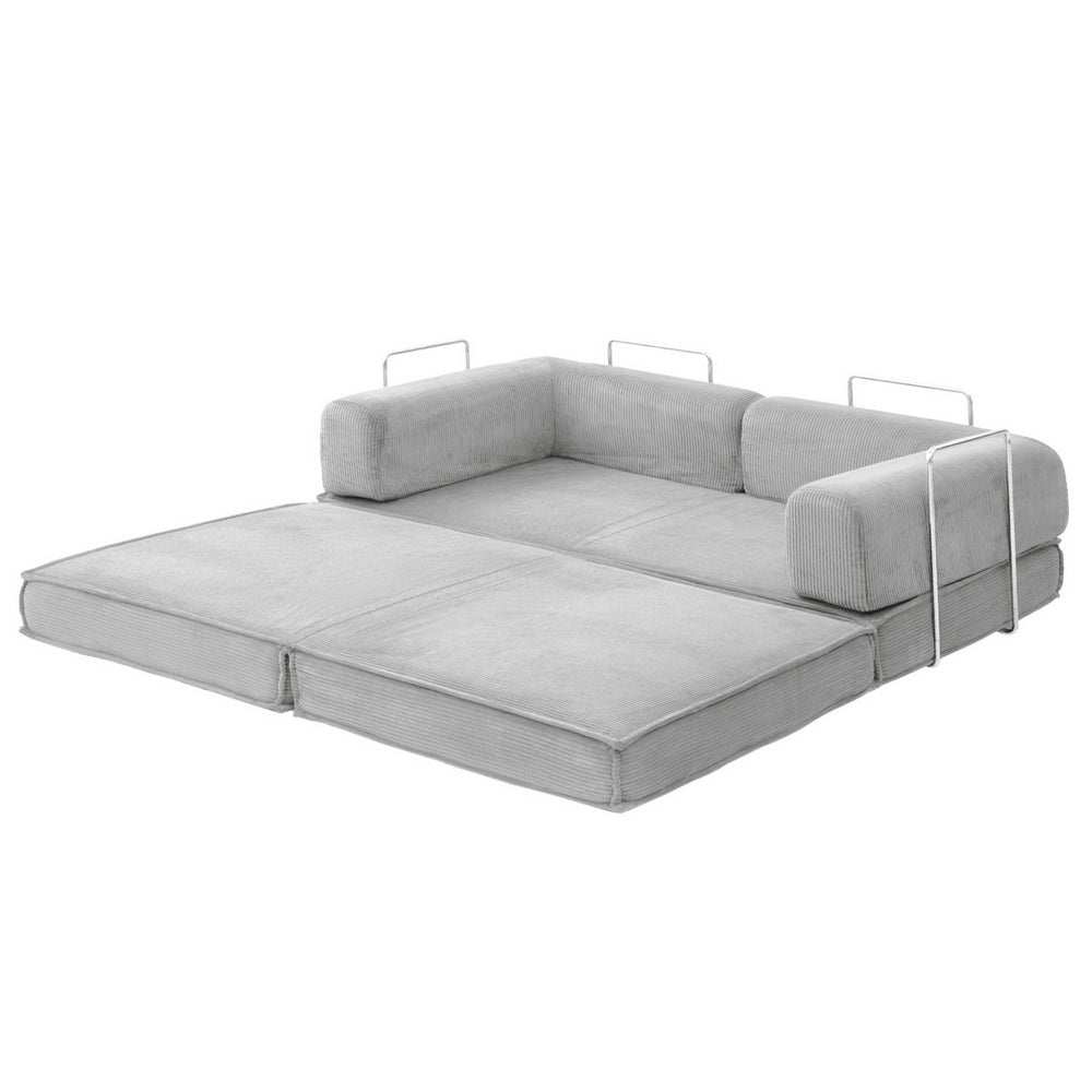 Artiss Convertible Folding Sofa Bed Grey Furniture > Sofas > Sofas & Sofa Beds