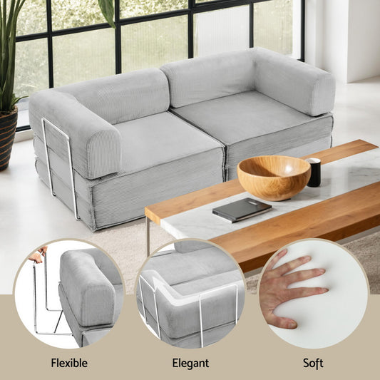 Convertible Folding Sofa Bed Grey - Furniture > Sofas > Sofas & Sofa Beds