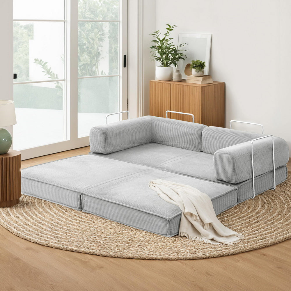 Artiss Convertible Folding Sofa Bed Grey Furniture > Sofas > Sofas & Sofa Beds