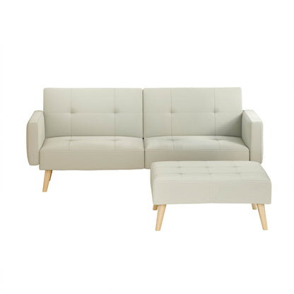 Artiss Sofa Bed Lounge Convertible Ottoman Couch Recliner 3 Seater Fabric Beige - Furniture > Sofas > Sofas & Sofa Beds