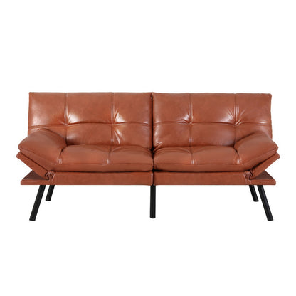 Artiss Sofa Bed Convertible 3 Seater Couch Recliner Lounge Chair Leather Brown - Furniture > Sofas > Sofas & Sofa Beds