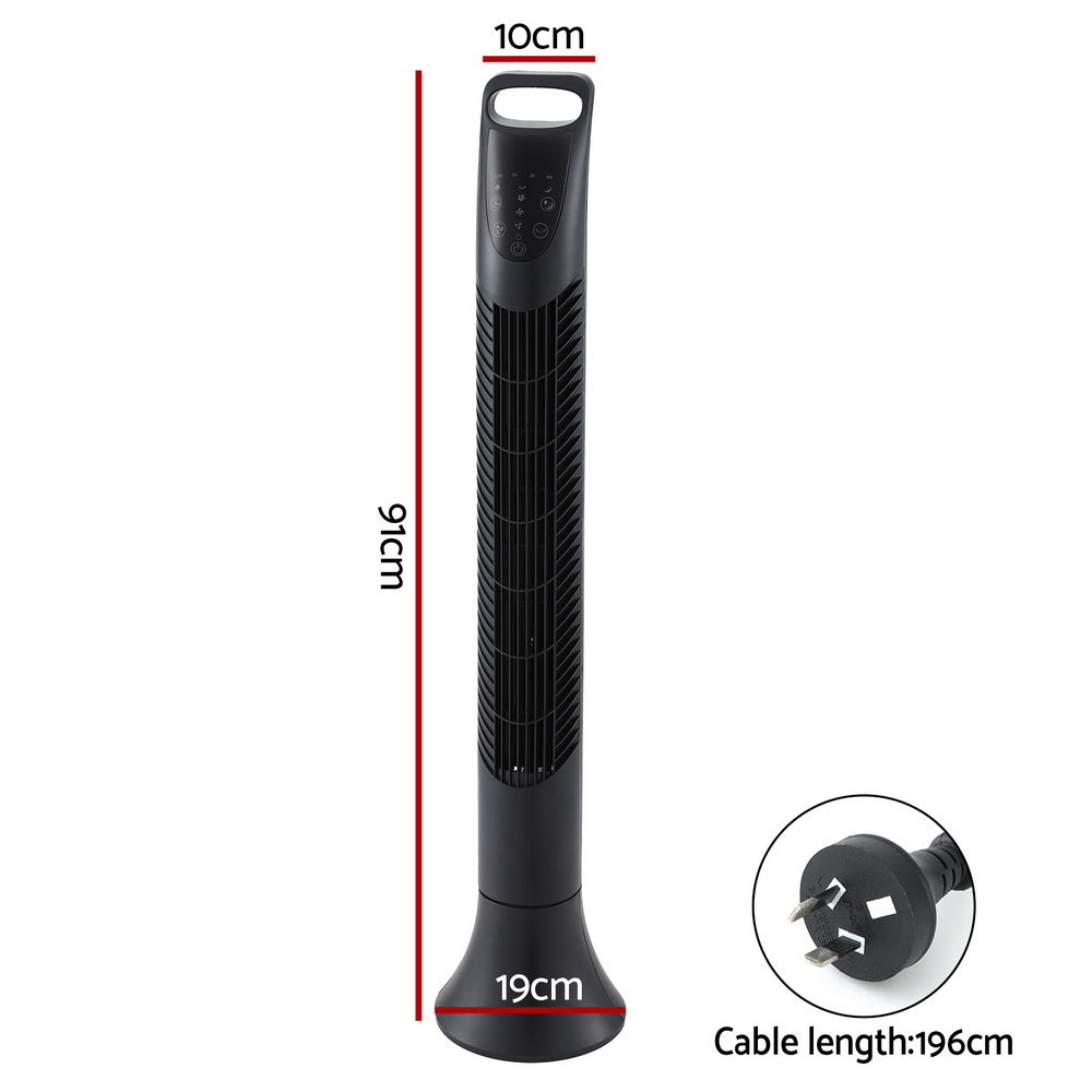 Devanti Tower Fan Oscillating 3 Speeds with Remote 91cm - Appliances > Fans > Ceiling Fans