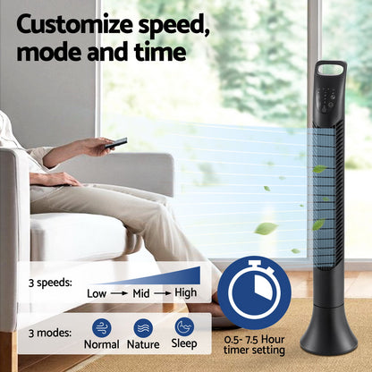 Devanti Tower Fan Oscillating 3 Speeds with Remote 91cm - Appliances > Fans > Ceiling Fans