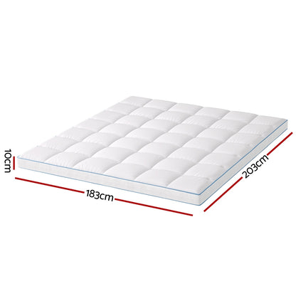 Giselle Bedding Mattress Topper Pillowtop Bamboo 10cm King - Furniture > Mattresses > Mattress Toppers