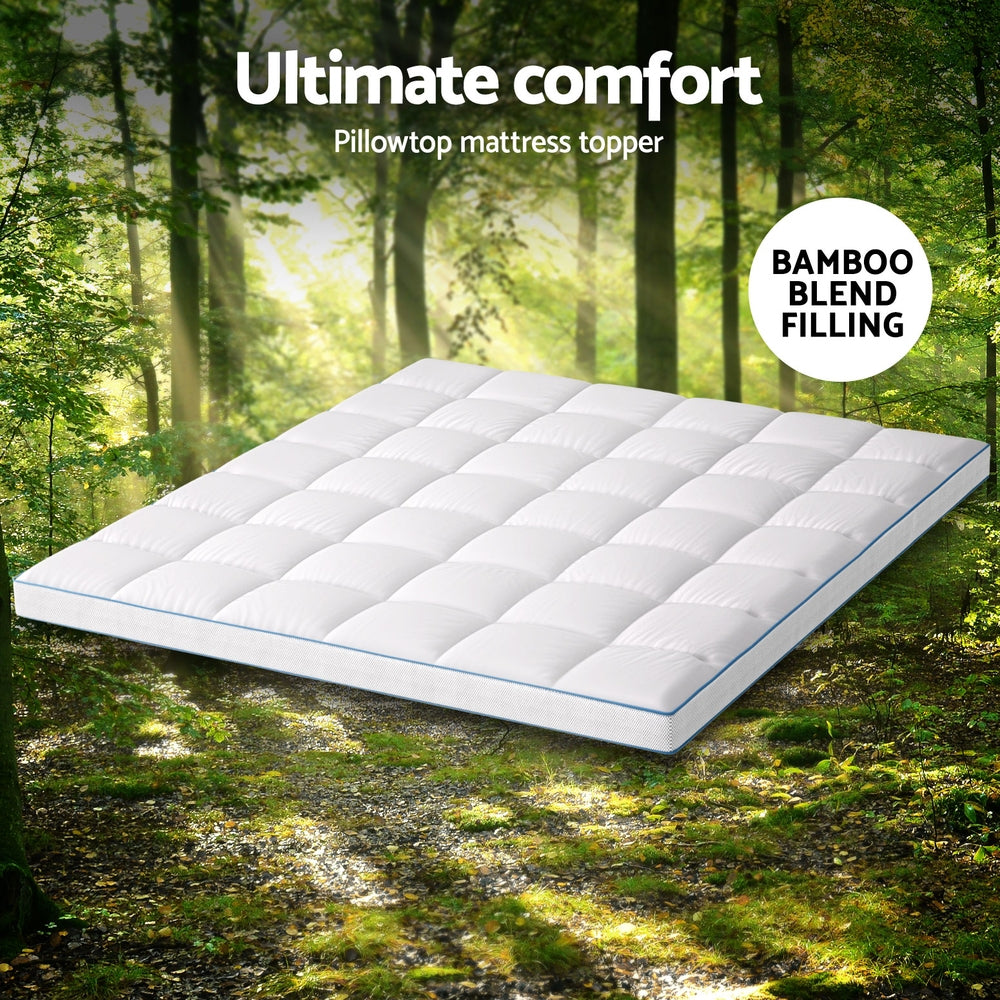 Giselle Bedding Mattress Topper Pillowtop Bamboo 10cm King - Furniture > Mattresses > Mattress Toppers
