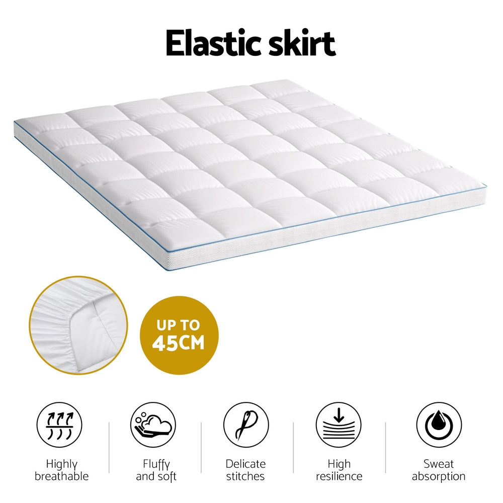 Giselle Bedding Mattress Topper Pillowtop Bamboo 10cm King - Furniture > Mattresses > Mattress Toppers