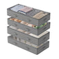 Under Bed Storage Containers X4 90L Boxes Organiser Clear Top Fabric Grey