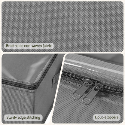 Under Bed Storage Containers X4 90L Boxes Organiser Clear Top Fabric Grey
