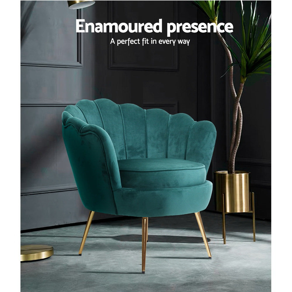 Artiss Armchair Velvet Green Callista Furniture > Bar Stools & Chairs > Arm Chairs & Recliners