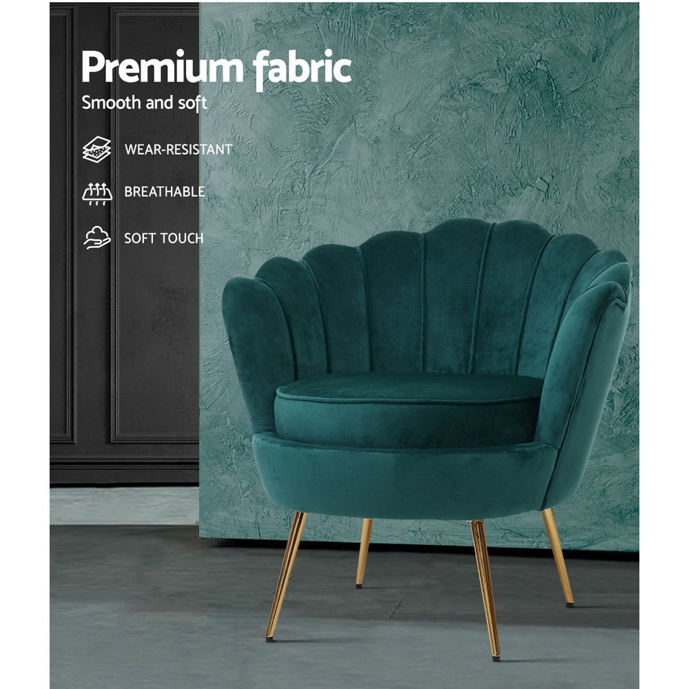 Artiss Armchair Velvet Green Callista Furniture > Bar Stools & Chairs > Arm Chairs & Recliners
