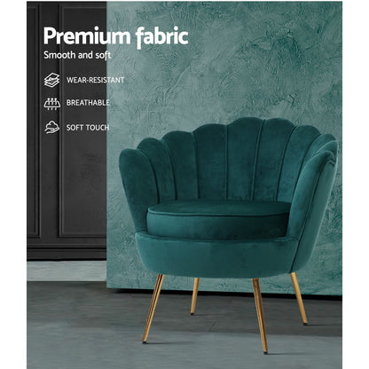 Artiss Armchair Velvet Green Callista Furniture > Bar Stools & Chairs > Arm Chairs & Recliners