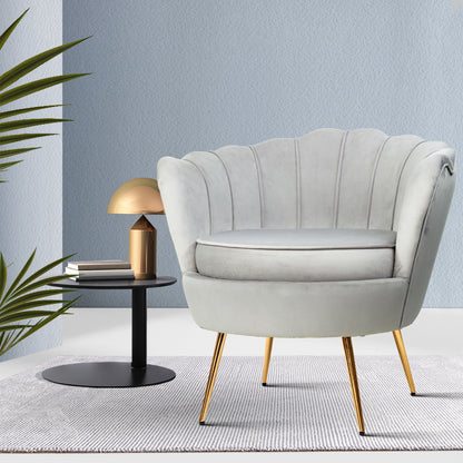 Artiss Armchair Velvet Grey Callista - Furniture > Bar Stools & Chairs > Arm Chairs & Recliners