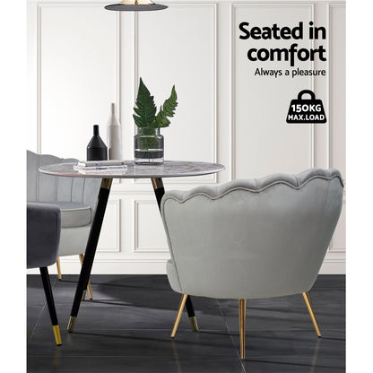 Artiss Armchair Velvet Grey Callista - Furniture > Bar Stools & Chairs > Arm Chairs & Recliners