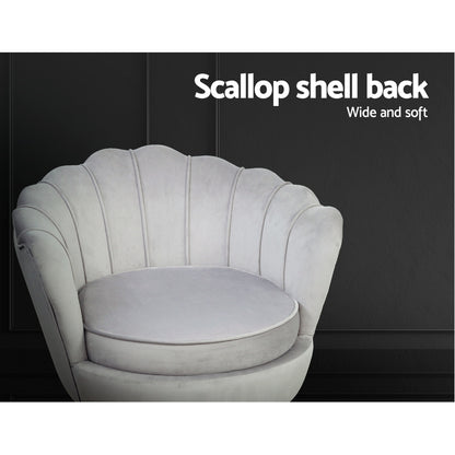 Artiss Armchair Velvet Grey Callista - Furniture > Bar Stools & Chairs > Arm Chairs & Recliners