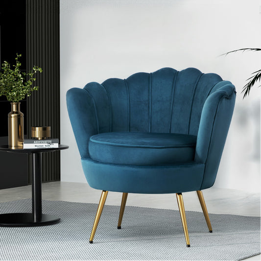 Armchair Velvet Blue Callista - Furniture > Bar Stools & Chairs > Arm Chairs & Recliners