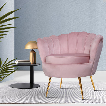 Artiss Armchair Velvet Pink Callista - Furniture > Bar Stools & Chairs > Arm Chairs & Recliners