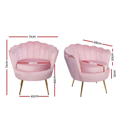 Artiss Armchair Velvet Pink Callista - Furniture > Bar Stools & Chairs > Arm Chairs & Recliners