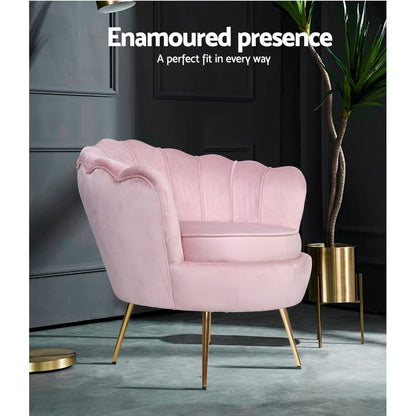 Artiss Armchair Velvet Pink Callista - Furniture > Bar Stools & Chairs > Arm Chairs & Recliners