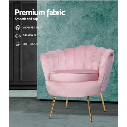 Artiss Armchair Velvet Pink Callista - Furniture > Bar Stools & Chairs > Arm Chairs & Recliners