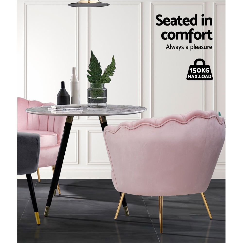 Artiss Armchair Velvet Pink Callista - Furniture > Bar Stools & Chairs > Arm Chairs & Recliners