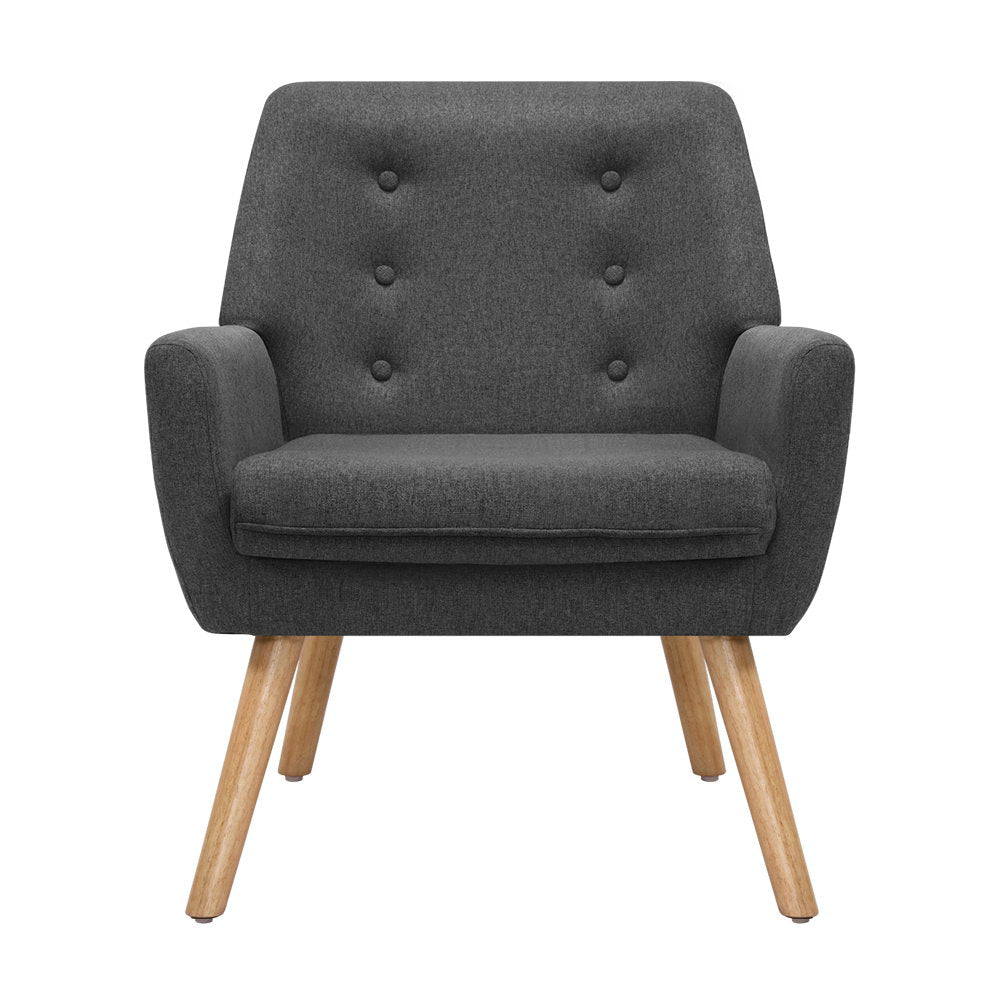 Artiss Armchair Linen Fabric Anne Charcoal - Furniture > Bar Stools & Chairs > Arm Chairs & Recliners
