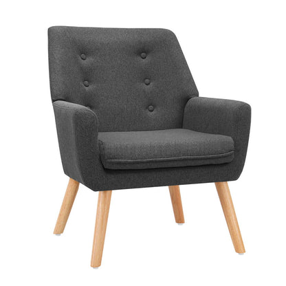 Artiss Armchair Linen Fabric Anne Charcoal - Furniture > Bar Stools & Chairs > Arm Chairs & Recliners