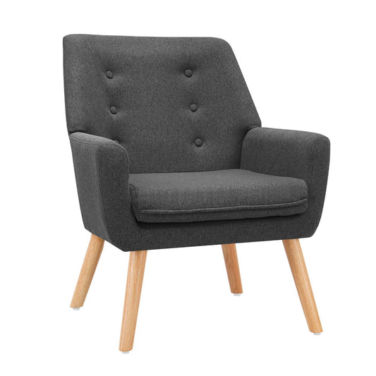 Artiss Armchair Linen Fabric Anne Charcoal - Furniture > Bar Stools & Chairs > Arm Chairs & Recliners