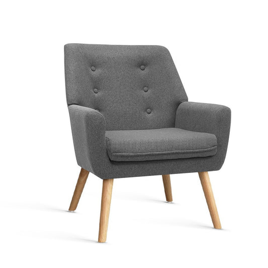 Artiss Armchair Linen Fabric Grey Charcoal - Furniture > Bar Stools & Chairs > Arm Chairs & Recliners