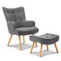 Artiss Armchair Set with Ottoman Grey Lansar - Furniture > Bar Stools & Chairs > Arm Chairs & Recliners