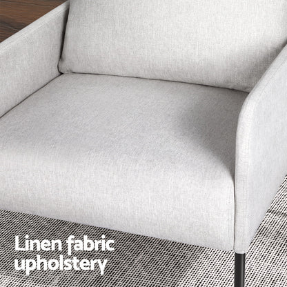 Artiss Armchair Accent Chair Pillow Fabric Grey - Furniture > Bar Stools & Chairs > Arm Chairs & Recliners