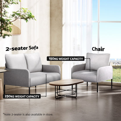 Artiss Armchair Accent Chair Pillow Fabric Grey - Furniture > Bar Stools & Chairs > Arm Chairs & Recliners