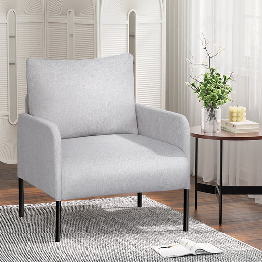 Artiss Armchair Accent Chair Pillow Fabric Grey - Furniture > Bar Stools & Chairs > Arm Chairs & Recliners