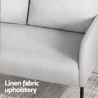Artiss Armchair 2-Seater Sofa Pillow Linen Grey - Furniture > Bar Stools & Chairs > Arm Chairs & Recliners