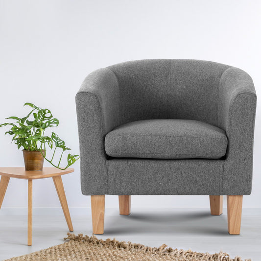 Artiss Abby Fabric Armchair - Grey - Furniture > Bar Stools & Chairs > Arm Chairs & Recliners