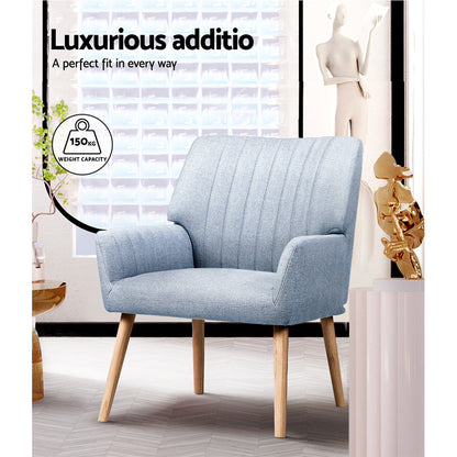 Artiss Armchair Fabric Blue Grey Sebastini - Furniture > Bar Stools & Chairs > Arm Chairs & Recliners