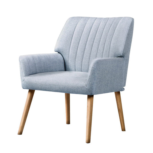 Artiss Armchair Fabric Blue Grey Sebastini - Furniture > Bar Stools & Chairs > Arm Chairs & Recliners