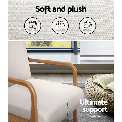 Artiss Armchair Fabric Beige Olive - Furniture > Bar Stools & Chairs > Arm Chairs & Recliners