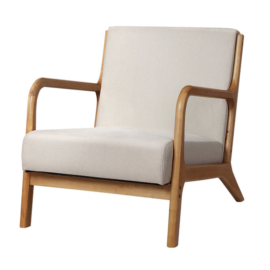 Artiss Armchair Fabric Beige Olive - Furniture > Bar Stools & Chairs > Arm Chairs & Recliners