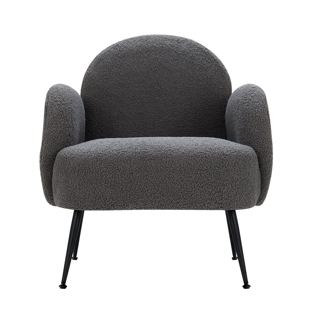 Artiss Armchair Boucle Charcoal Hanes - Furniture > Bar Stools & Chairs > Arm Chairs & Recliners