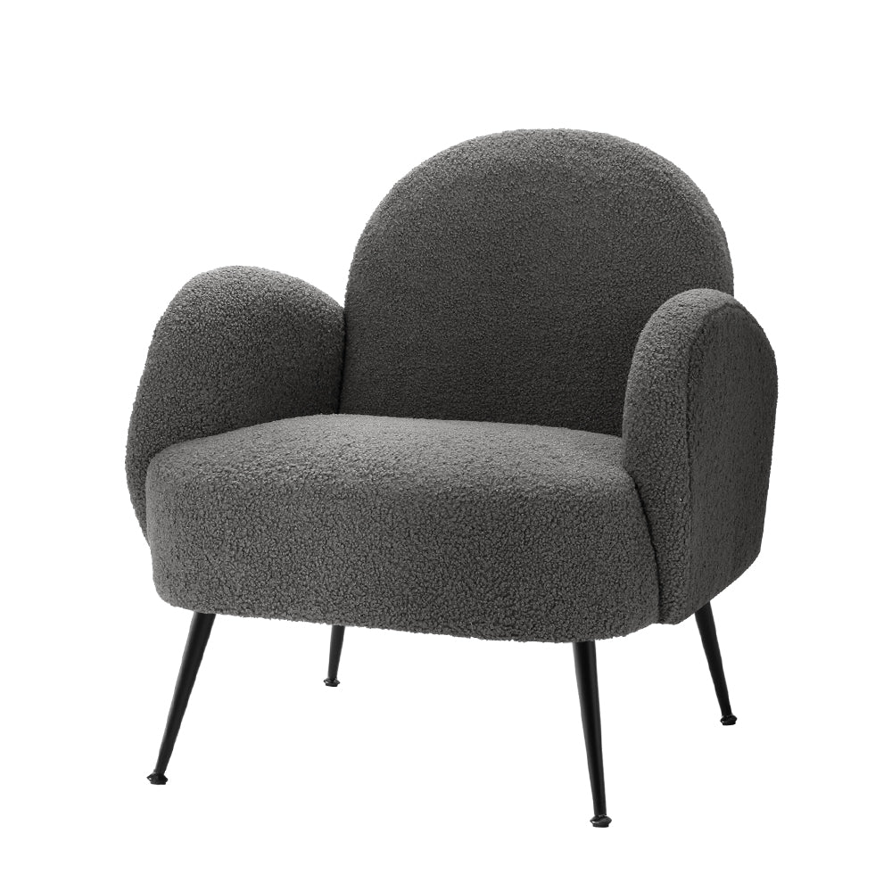 Artiss Armchair Boucle Charcoal Hanes - Furniture > Bar Stools & Chairs > Arm Chairs & Recliners