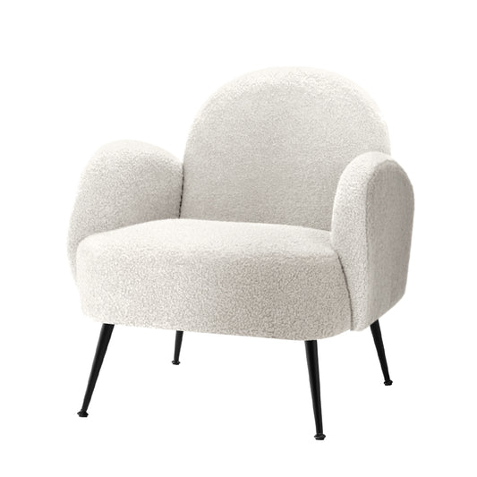 Artiss Armchair Boucle White Hanes - Furniture > Bar Stools & Chairs > Arm Chairs & Recliners