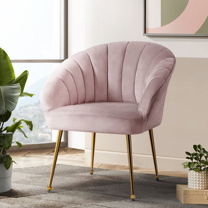 Artiss Armchair Velvet Pink Eloise - Furniture > Bar Stools & Chairs > Arm Chairs & Recliners