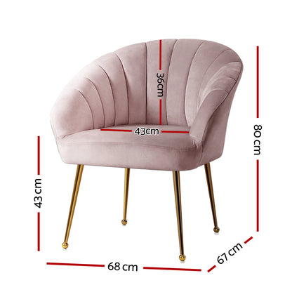 Artiss Armchair Velvet Pink Eloise - Furniture > Bar Stools & Chairs > Arm Chairs & Recliners
